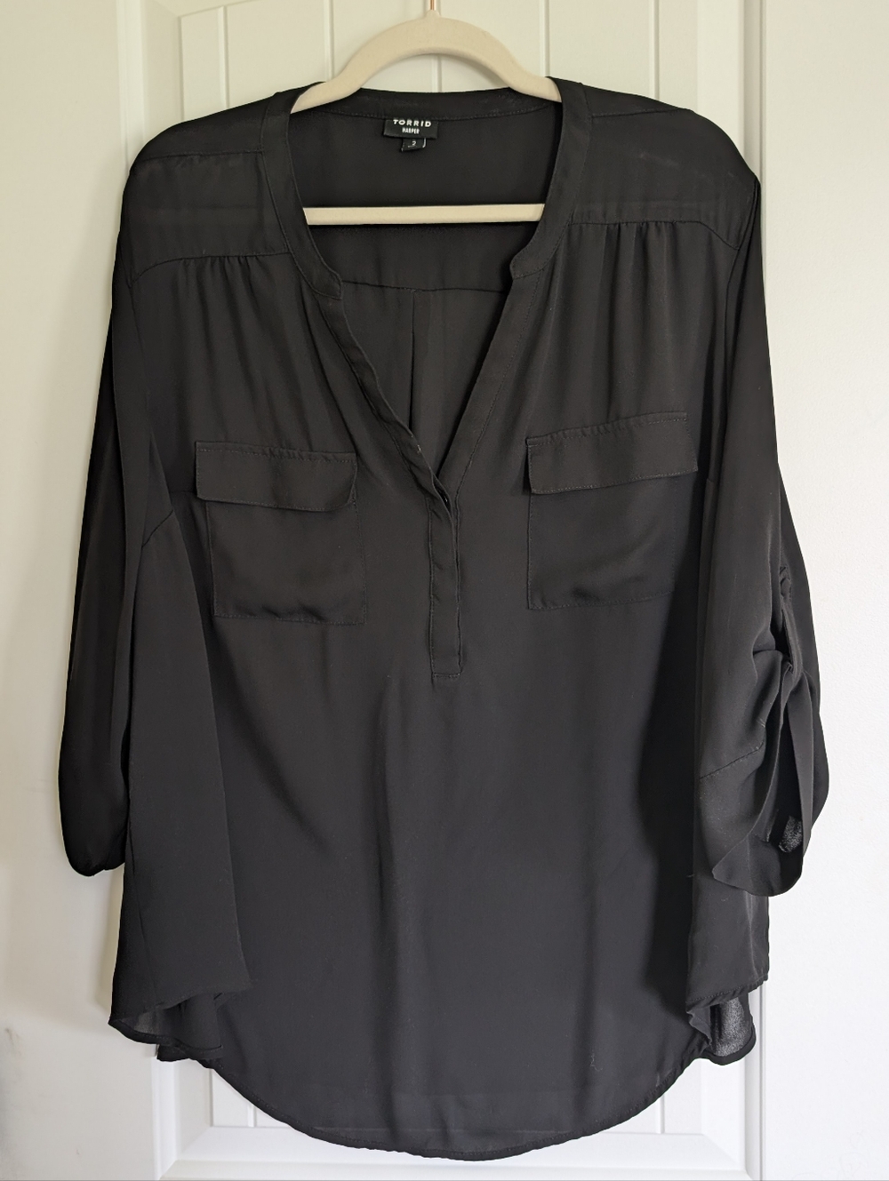 Torrid Harper Black V Neck Tunic Blouse
